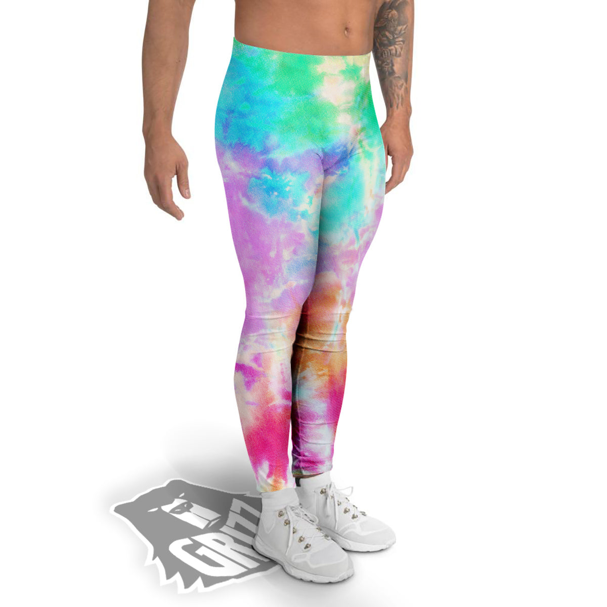 Tie Dye Colorful Print Men's Leggings-grizzshop