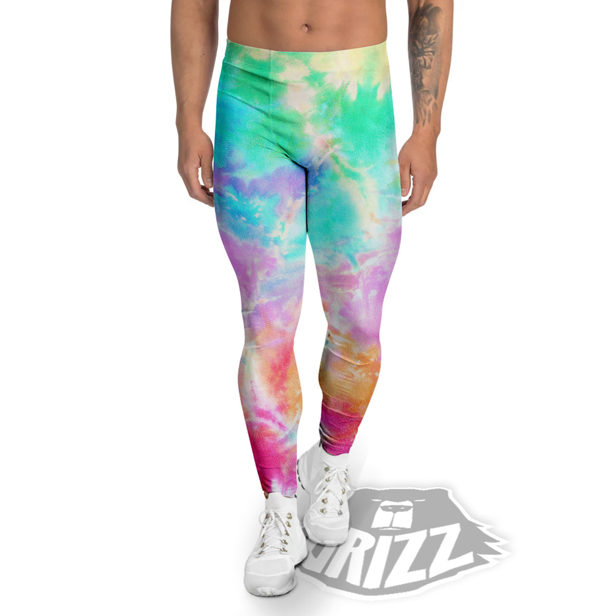 Tie Dye Colorful Print Men's Leggings-grizzshop