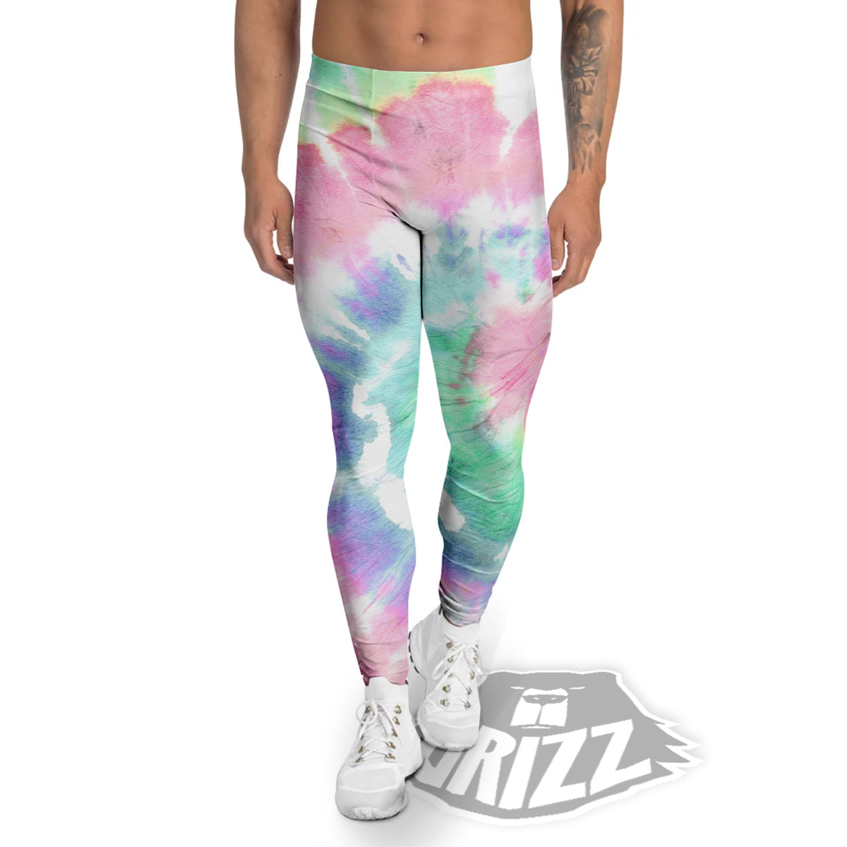 Tie Dye Colorful Spiral Print Men's Leggings-grizzshop