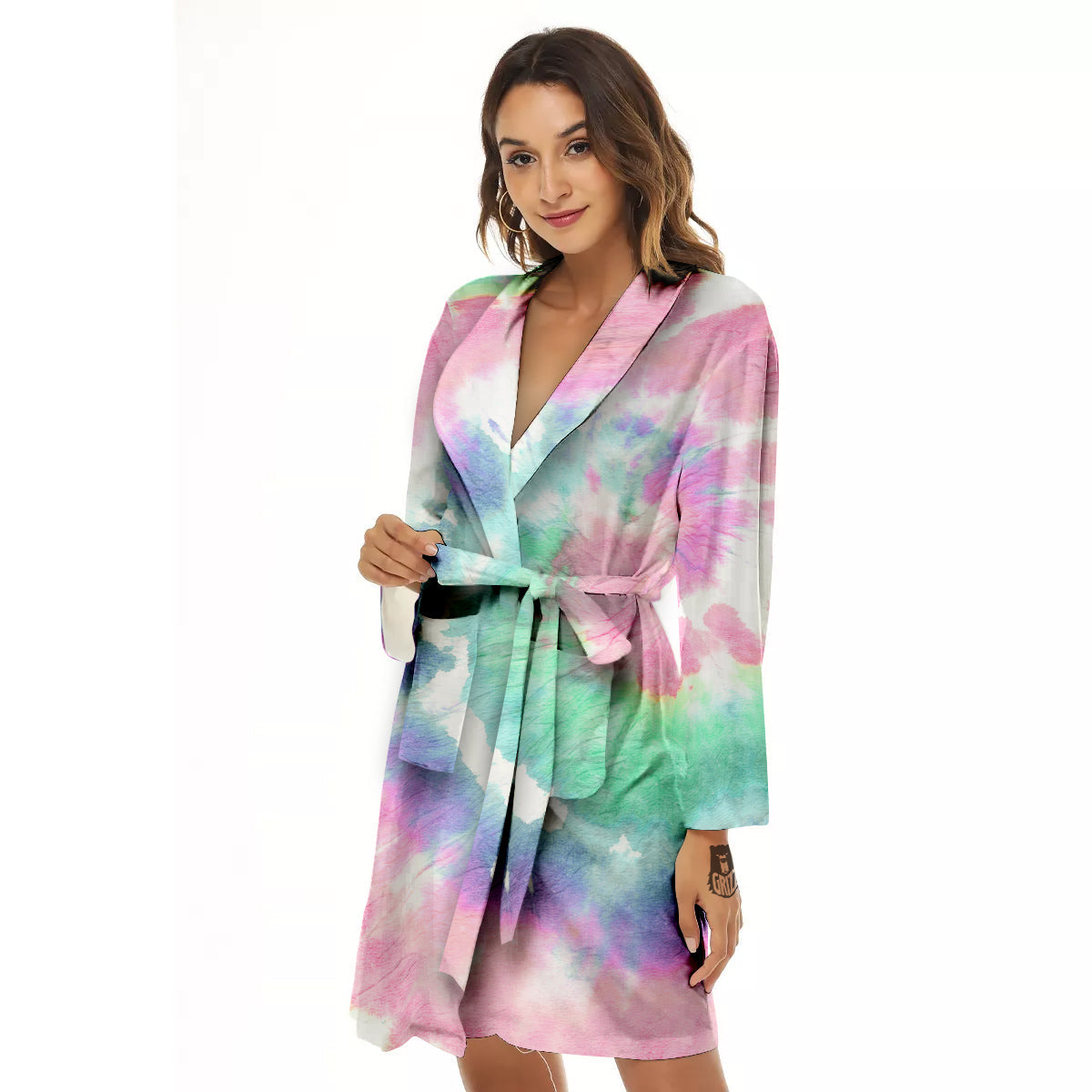 Tie Dye Colorful Spiral Print Women's Robe-grizzshop