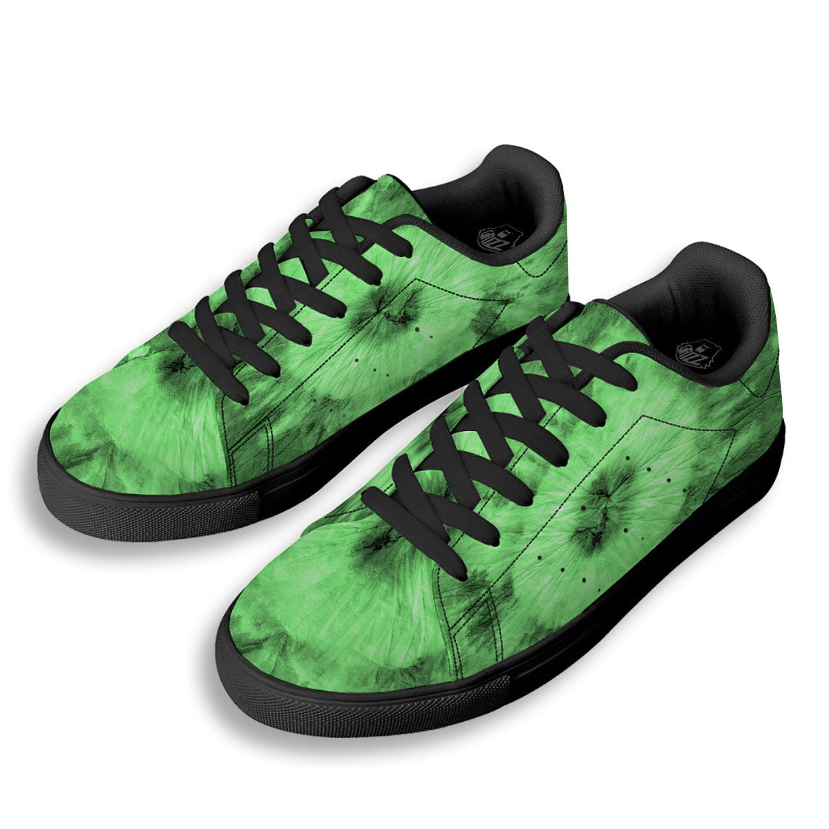 Tie Dye Green Print Black Low Top Sneakers-grizzshop