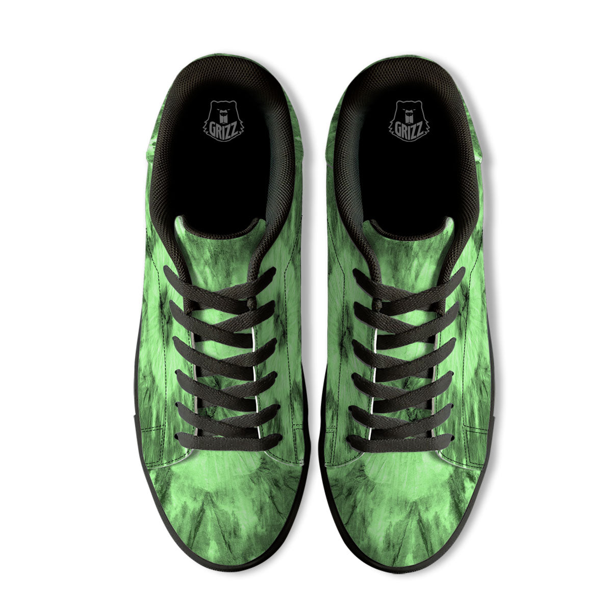 Tie Dye Green Print Black Low Top Sneakers-grizzshop