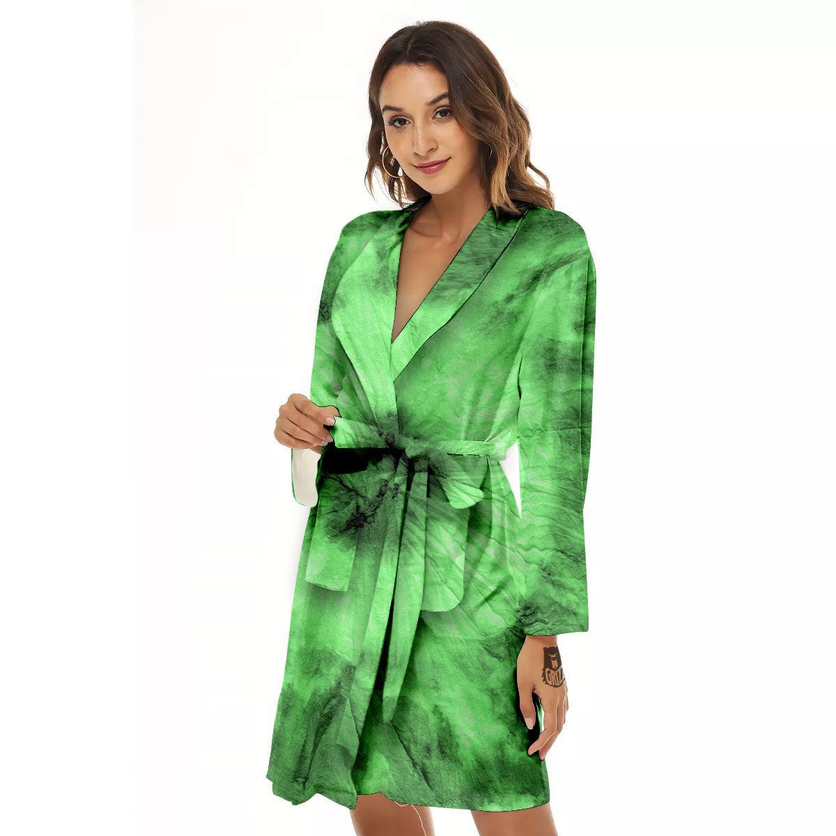 Tie Dye Green Print Women's Robe-grizzshop
