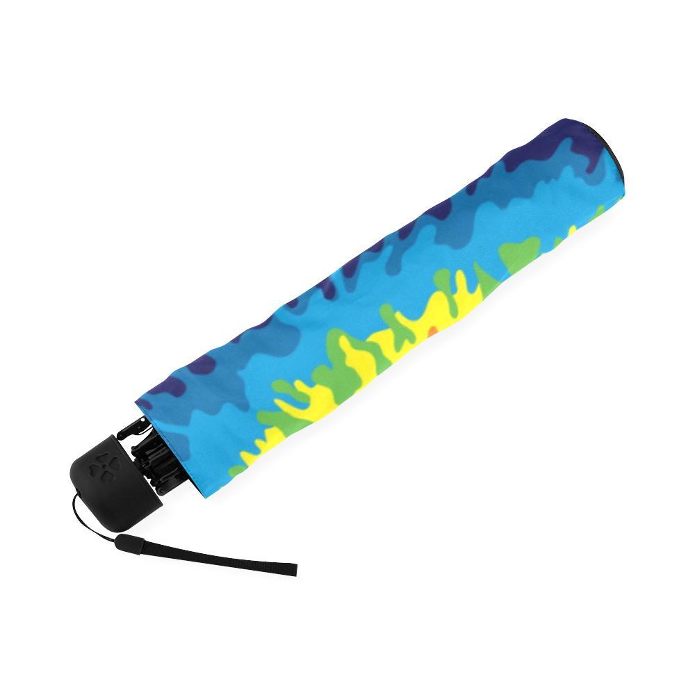 Tie Dye Heart Pattern Print Foldable Umbrella-grizzshop