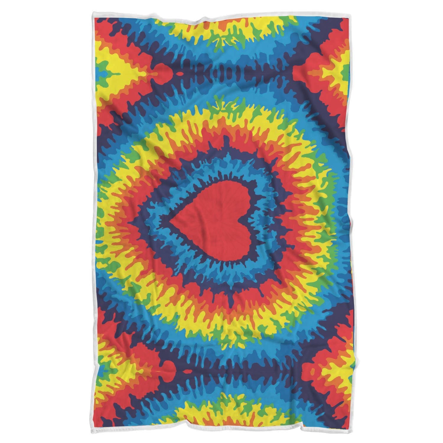 Tie Dye Heart Pattern Print Throw Blanket-grizzshop