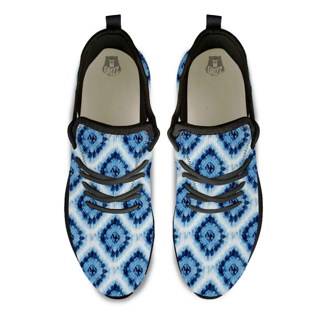 Tie Dye Indigo Color Blue Print Black Athletic Shoes-grizzshop