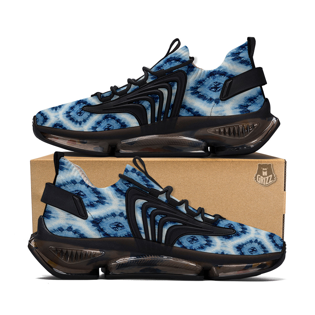 Tie Dye Indigo Color Blue Print Black Gym Shoes-grizzshop