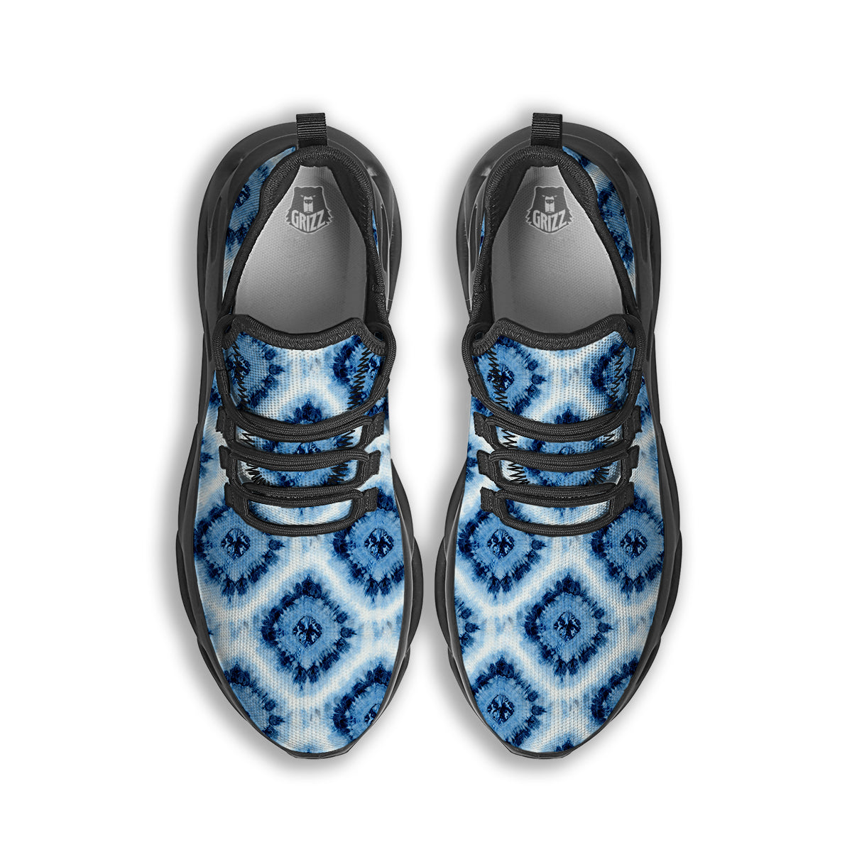 Tie Dye Indigo Color Blue Print Black Running Shoes-grizzshop