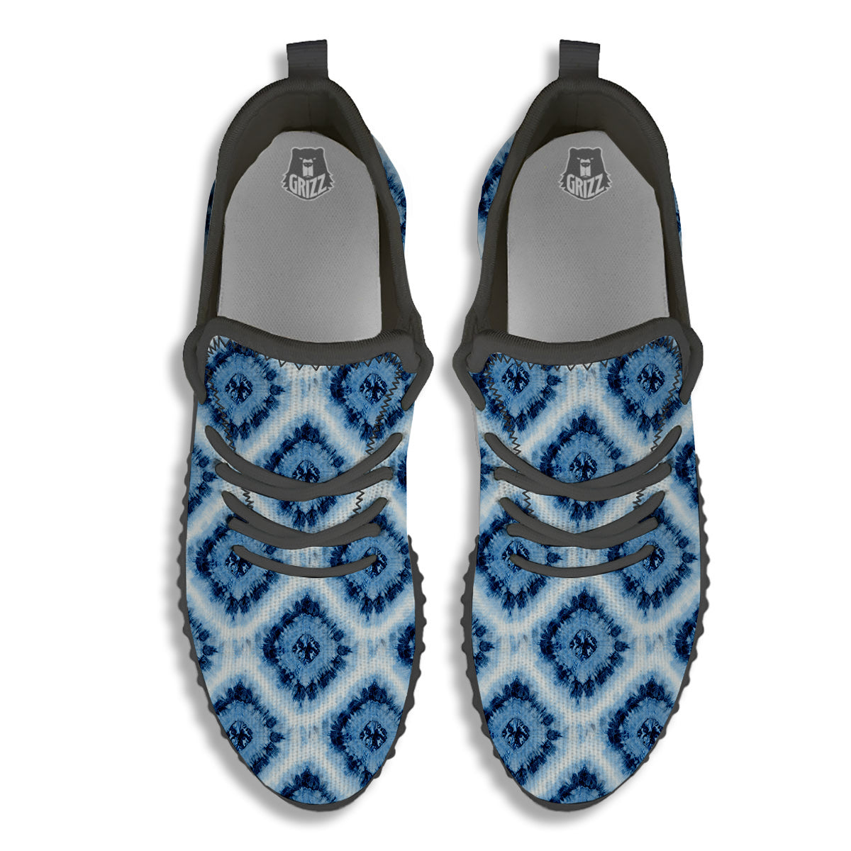 Tie Dye Indigo Color Blue Print Black Walking Shoes-grizzshop