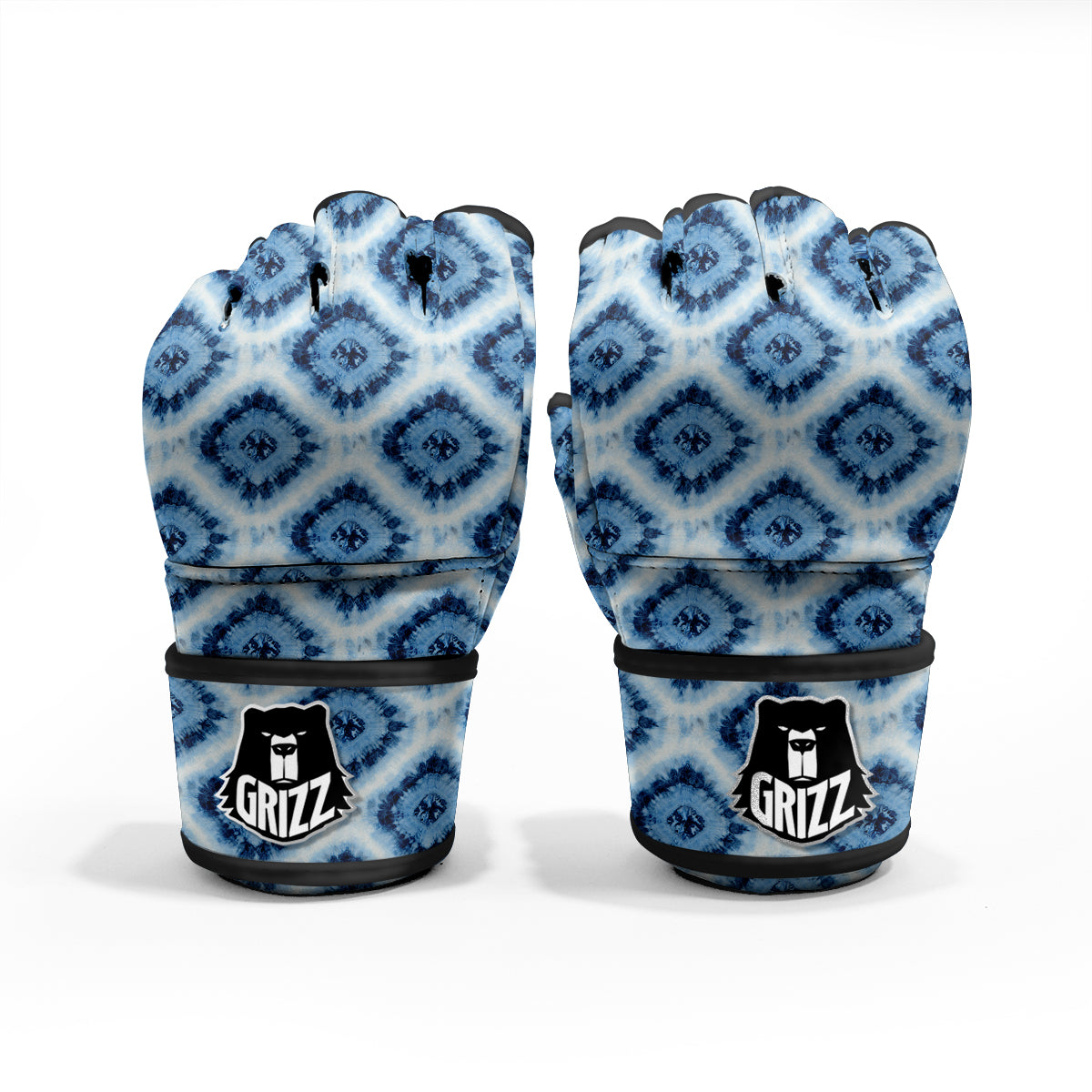 Tie Dye Indigo Color Blue Print MMA Gloves-grizzshop