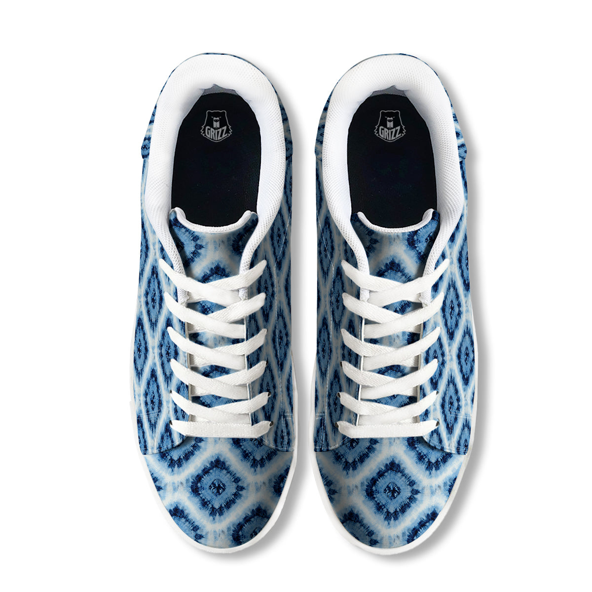 Tie Dye Indigo Color Blue Print White Low Top Sneakers-grizzshop