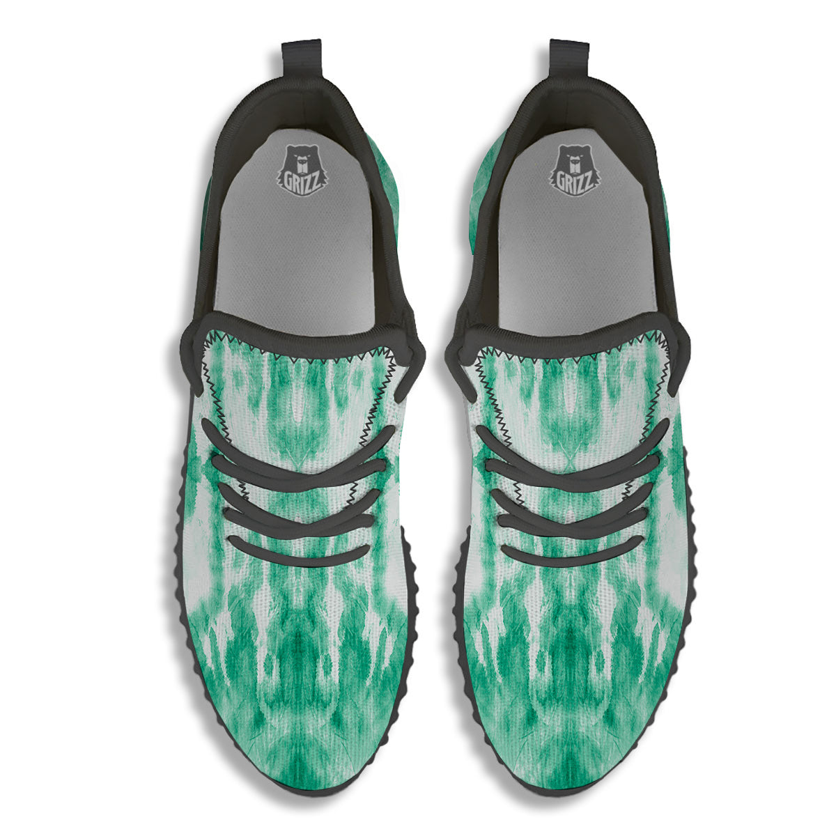 Tie Dye Mint Green Watercolor Print Black Walking Shoes-grizzshop