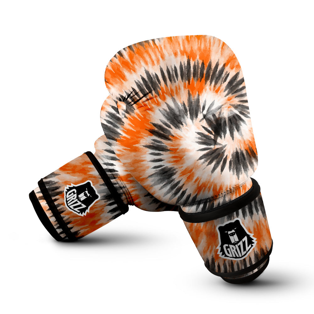 Tie Dye Orange Black Watercolor Print Boxing Gloves-grizzshop