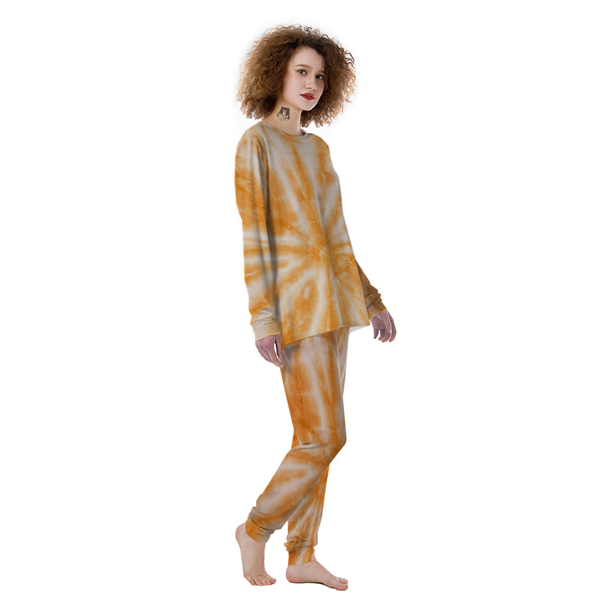 Tie Dye Orange Print Women's Pajamas-grizzshop