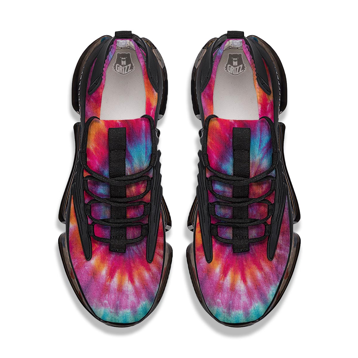 Tie Dye Pattern Print Black Gym Shoes-grizzshop