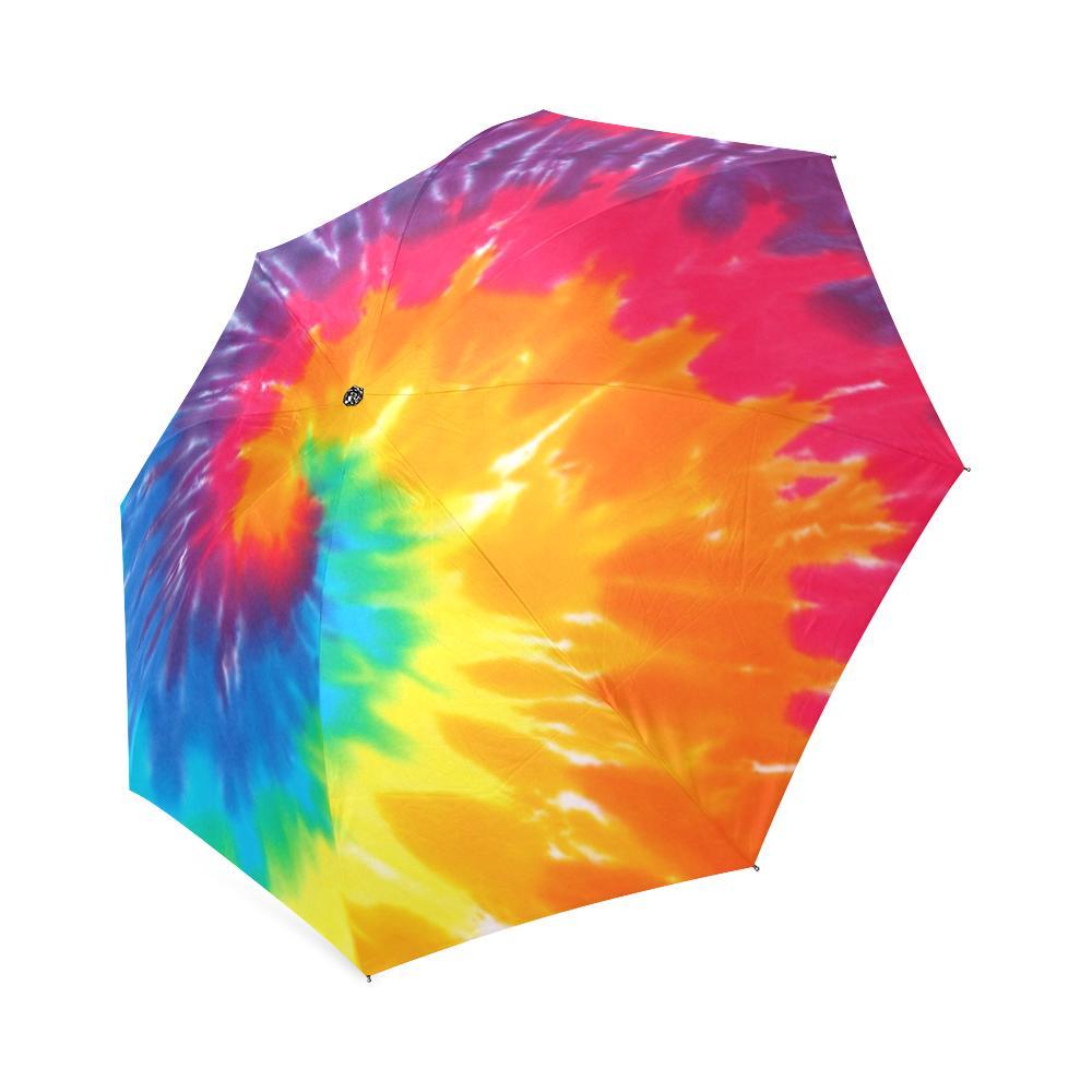 Tie Dye Pattern Print Foldable Umbrella-grizzshop