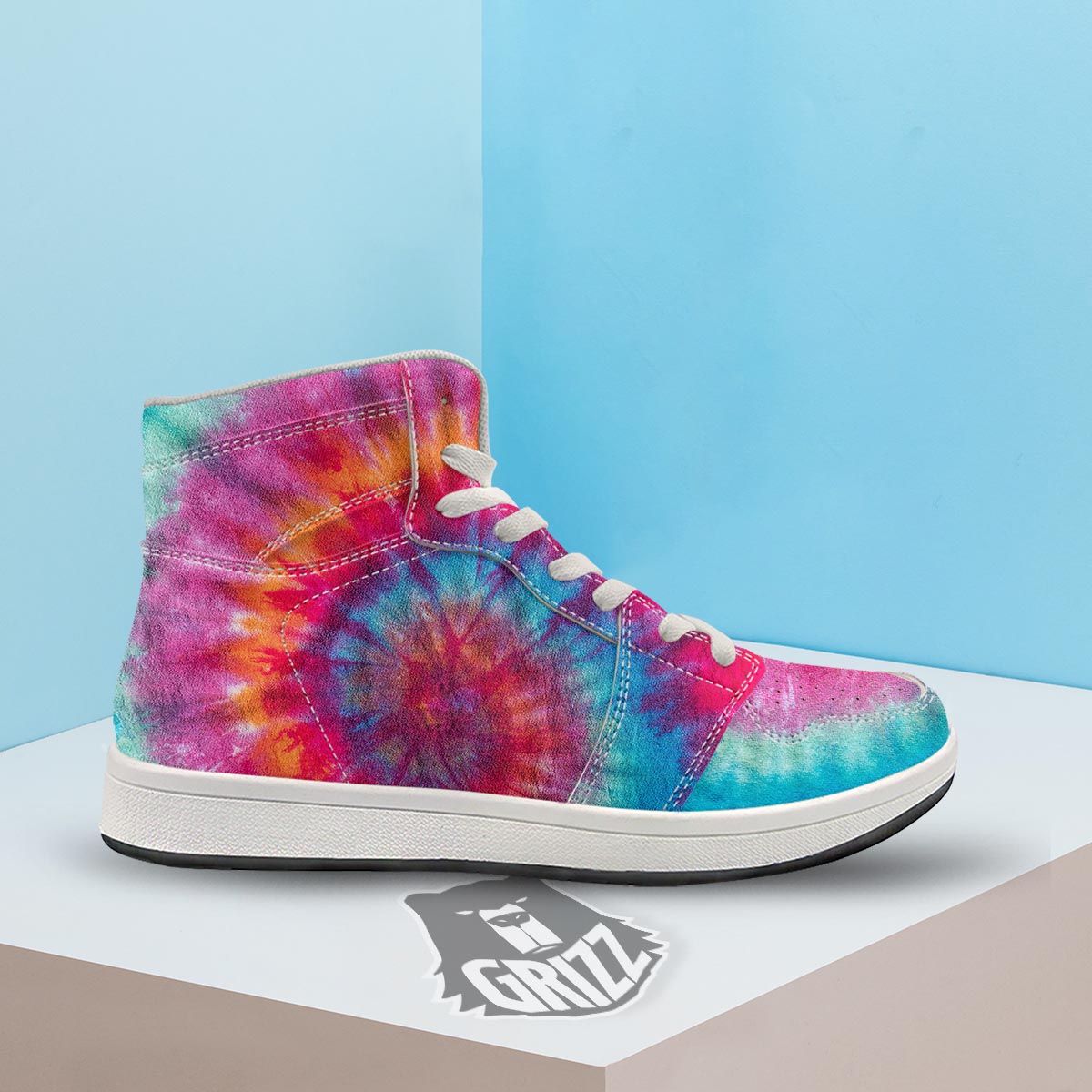 Tie Dye Pattern Print High Top Sneakers-grizzshop