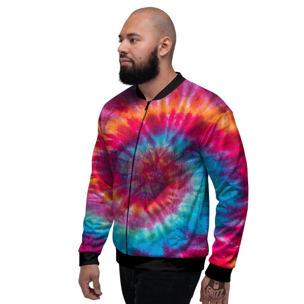 Tie Dye Pattern Print Men's Bomber Jacket-grizzshop