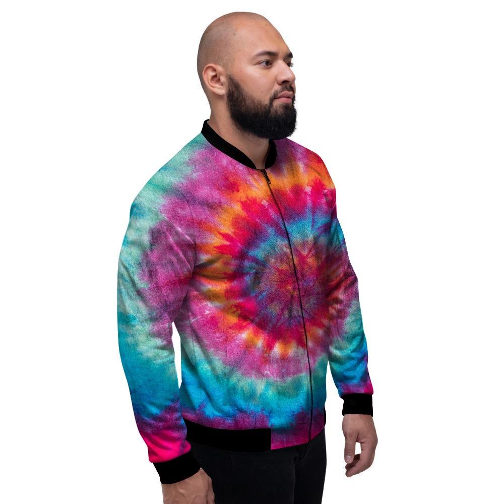 Tie Dye Pattern Print Men's Bomber Jacket-grizzshop