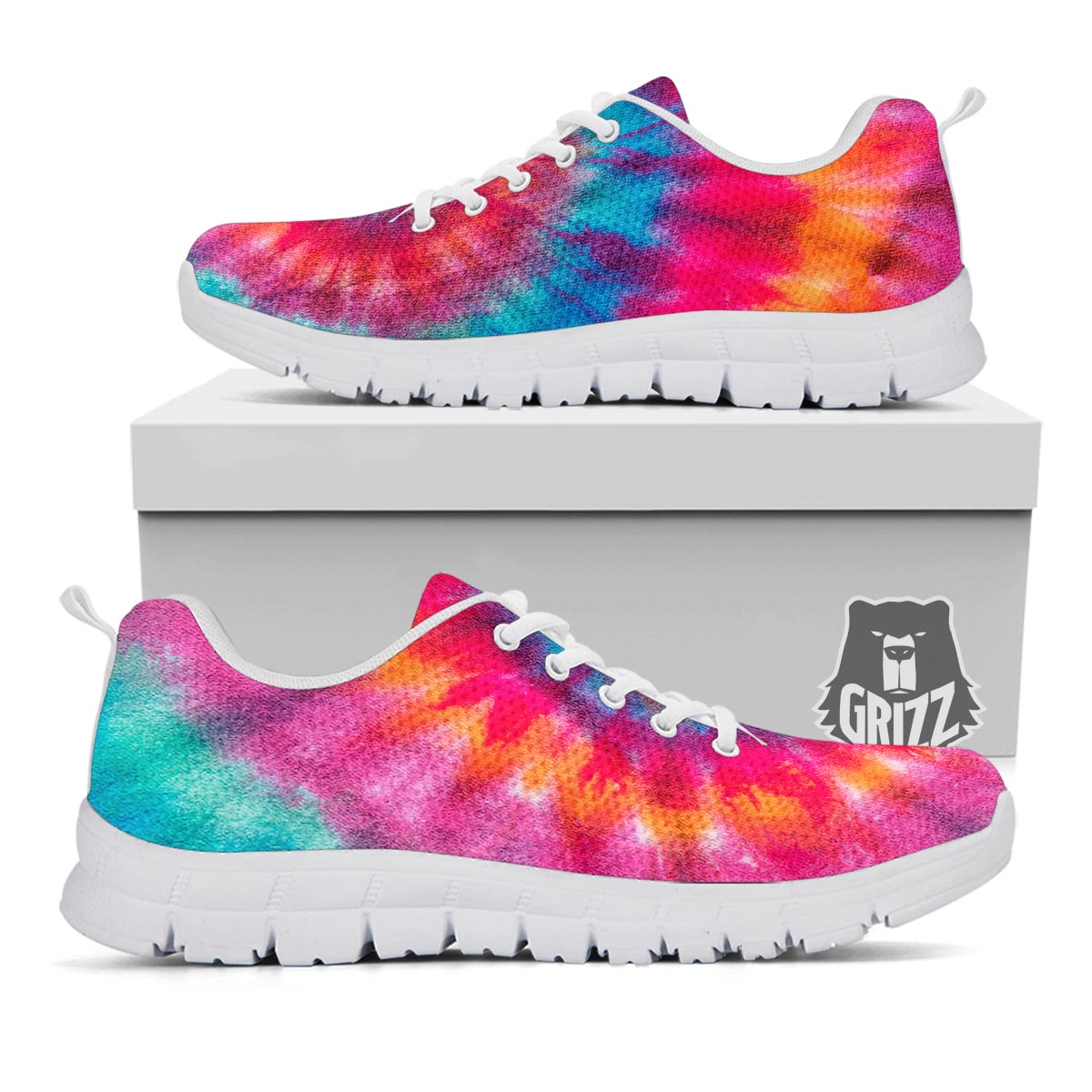 Tie Dye Pattern Print White Sneaker-grizzshop