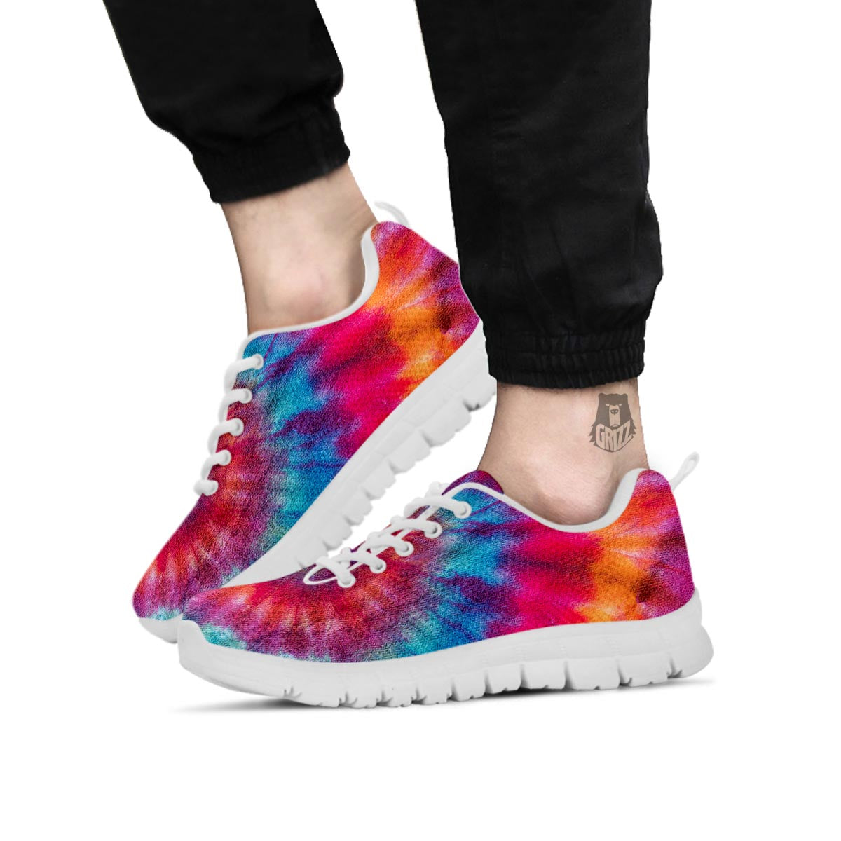 Tie Dye Pattern Print White Sneaker-grizzshop