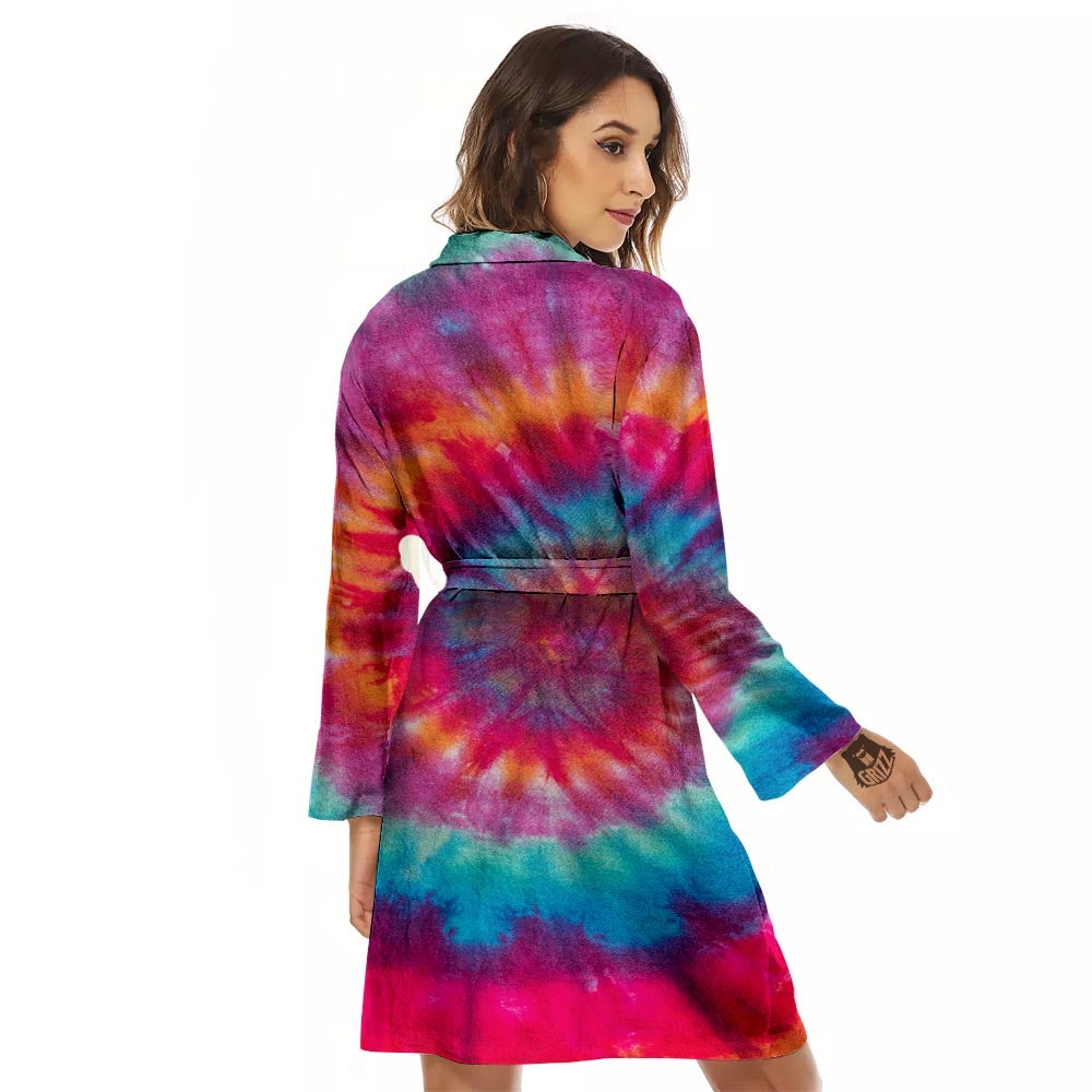 Tie Dye Pattern Print Women's Robe-grizzshop