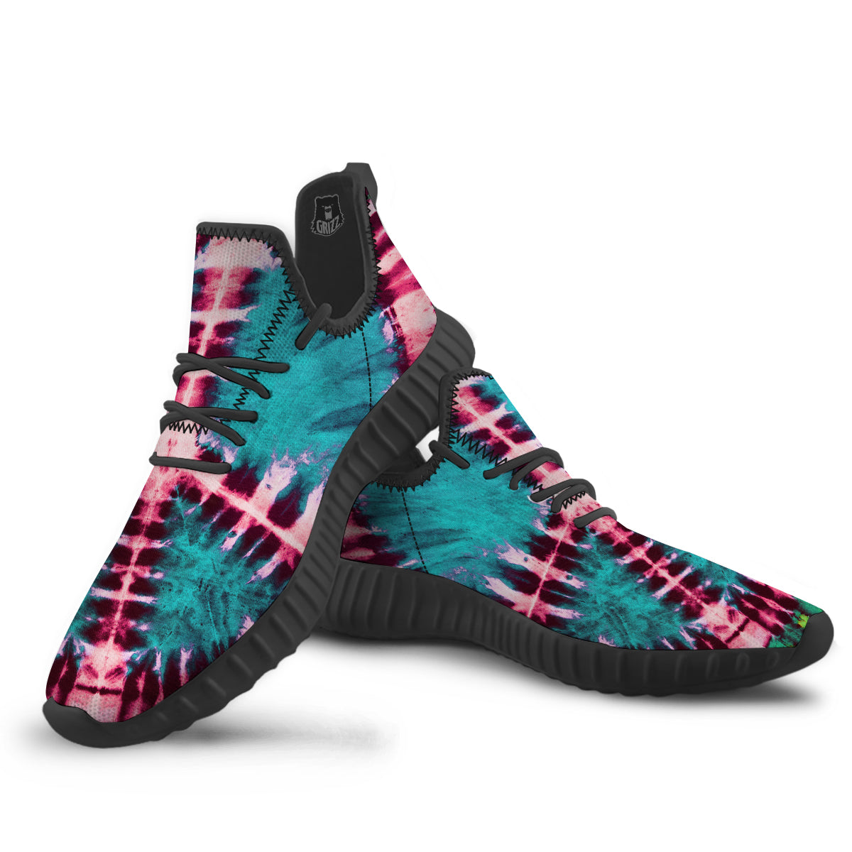 Tie Dye Peace Sign Print Black Walking Shoes-grizzshop