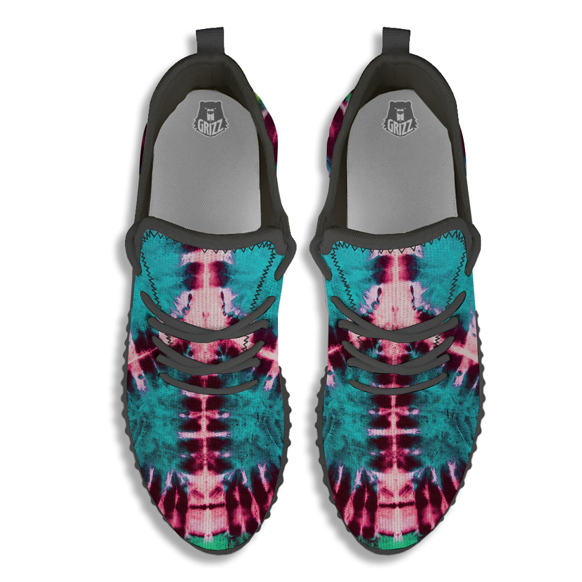 Tie Dye Peace Sign Print Black Walking Shoes-grizzshop