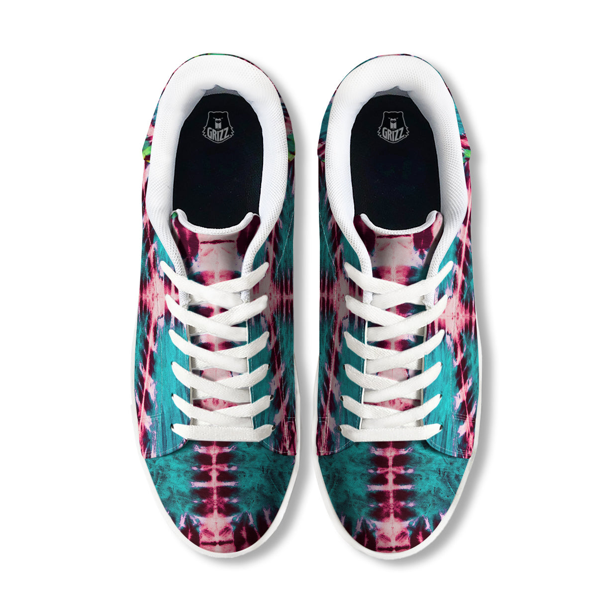 Tie Dye Peace Sign Print White Low Top Sneakers-grizzshop