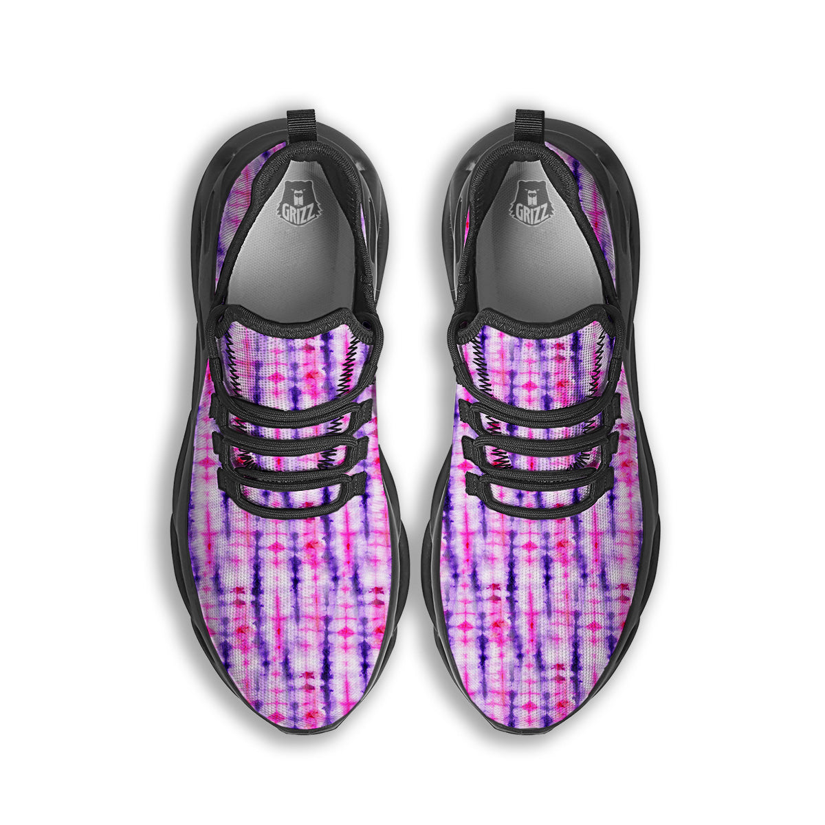 Tie Dye Purple Pink Print Pattern Black Running Shoes-grizzshop