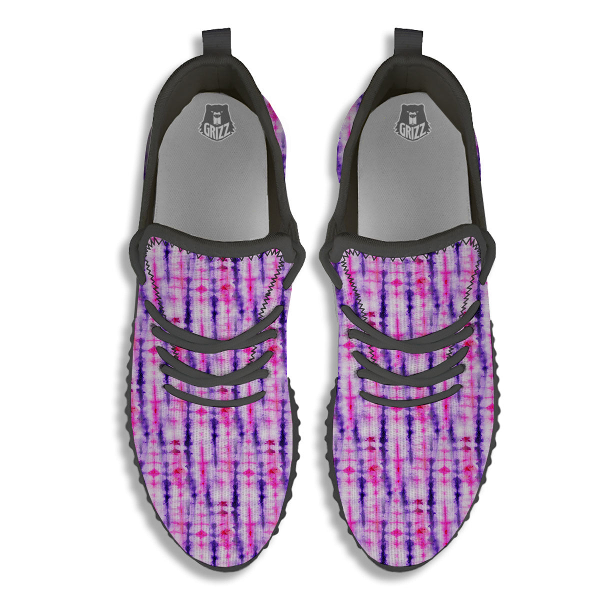 Tie Dye Purple Pink Print Pattern Black Walking Shoes-grizzshop