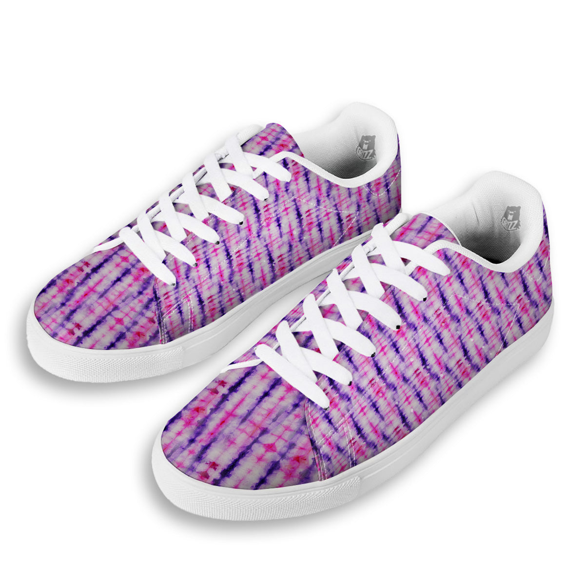 Tie Dye Purple Pink Print Pattern White Low Top Sneakers-grizzshop