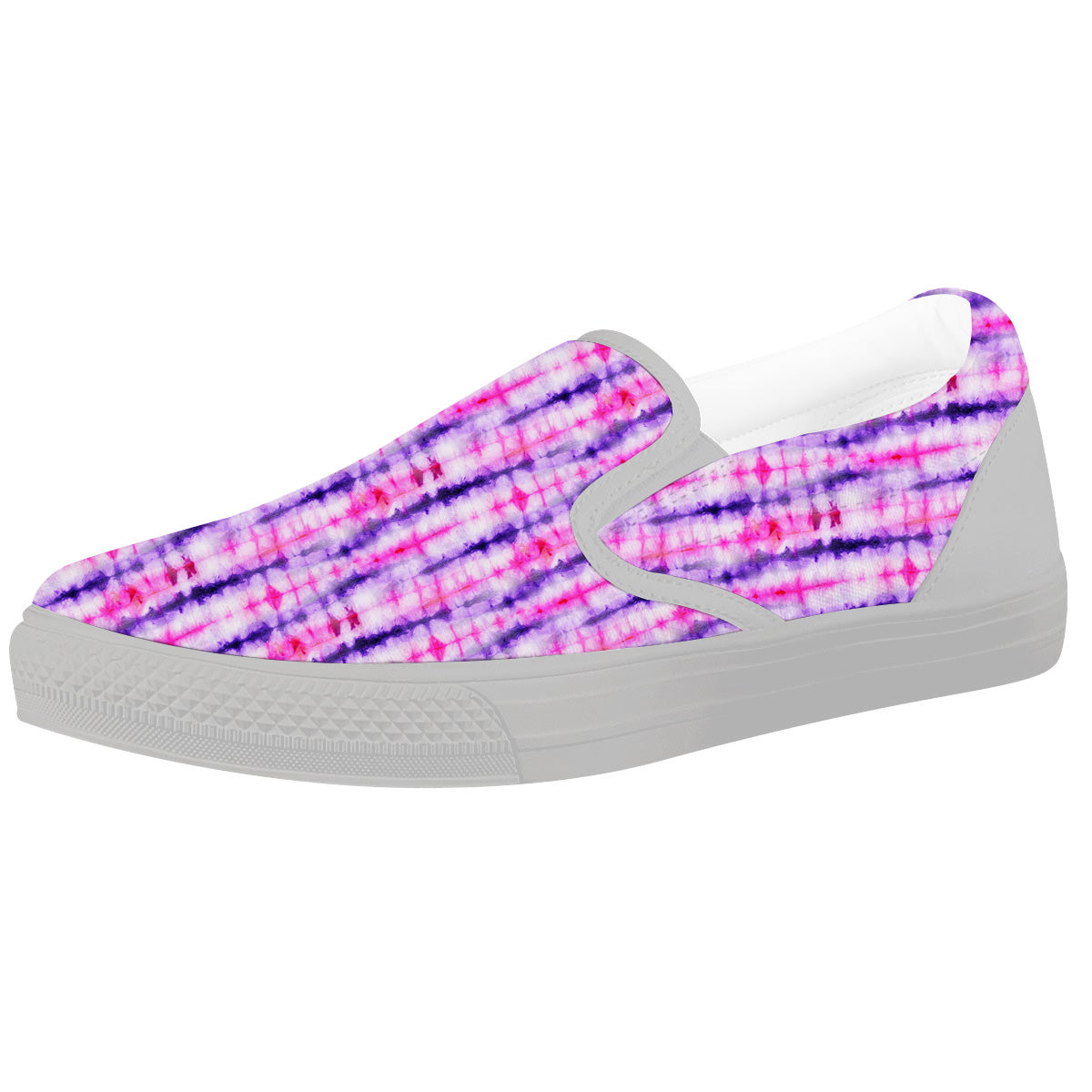 Tie Dye Purple Pink Print Pattern White Slip On Shoes-grizzshop