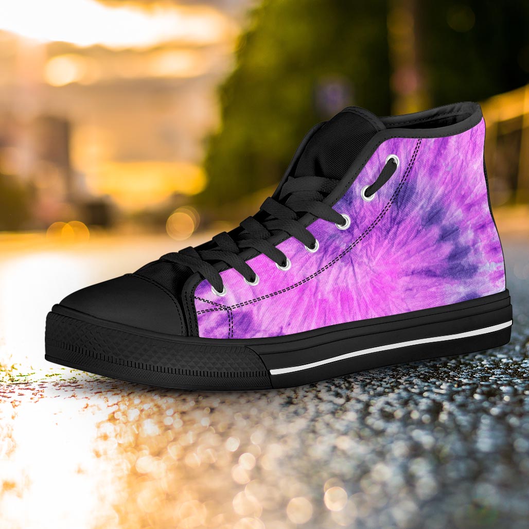 Tie Dye Purple Women's High Top Shoes-grizzshop