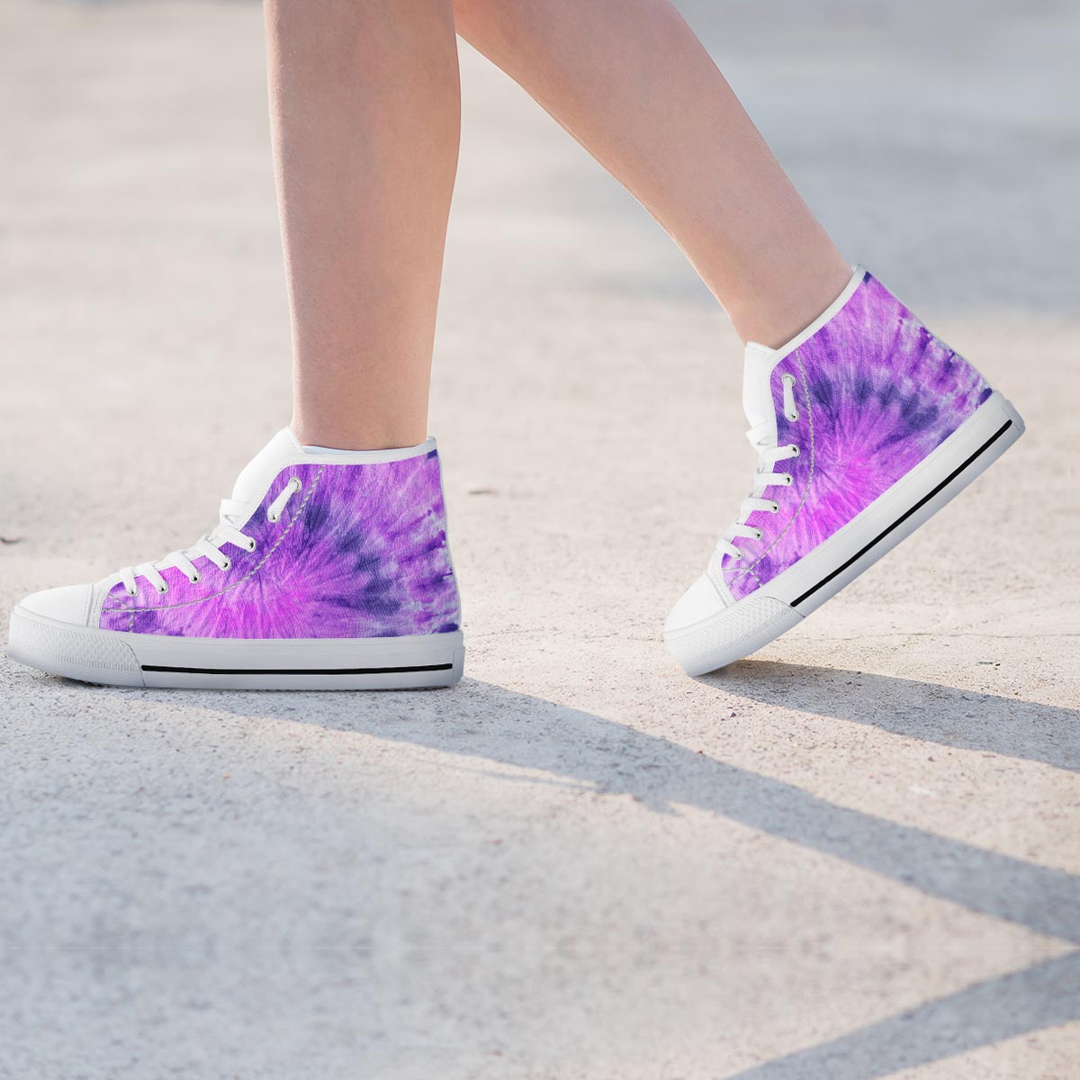 Tie Dye Purple Women's High Top Shoes-grizzshop