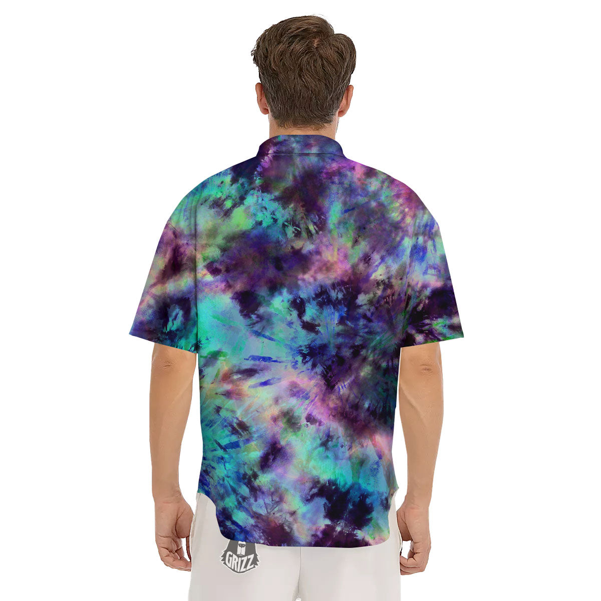 Tie Dye Rainbow And Black Print Men's Short Sleeve Shirts-grizzshop