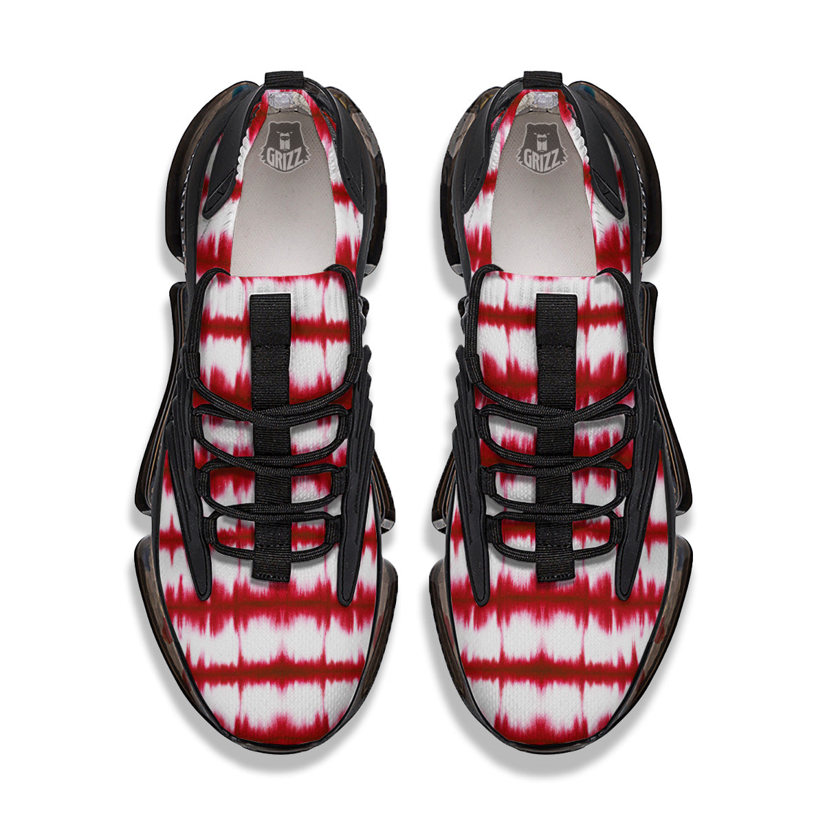 Tie Dye Red Stripe Print Pattern Black Gym Shoes-grizzshop