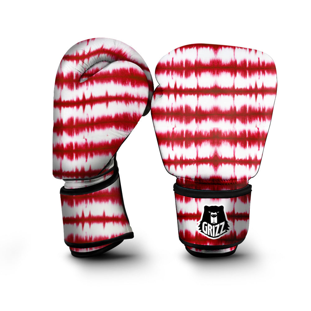 Tie Dye Red Stripe Print Pattern Boxing Gloves-grizzshop