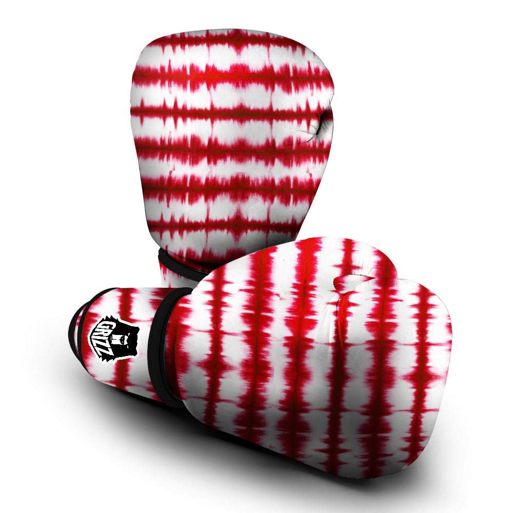 Tie Dye Red Stripe Print Pattern Boxing Gloves-grizzshop