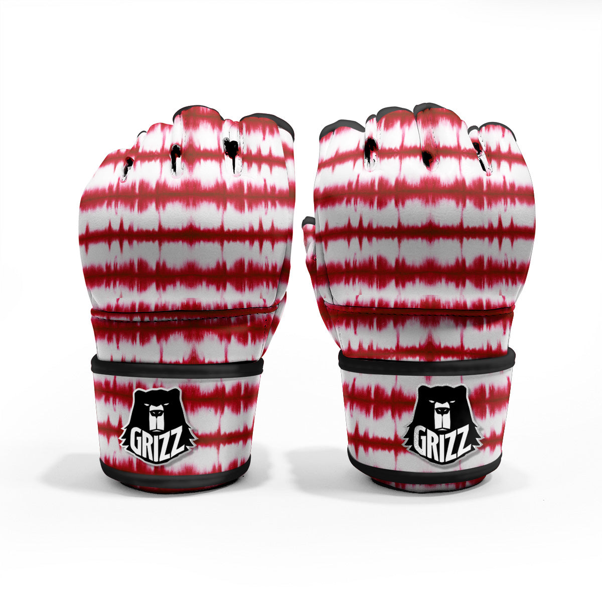 Tie Dye Red Stripe Print Pattern MMA Gloves-grizzshop