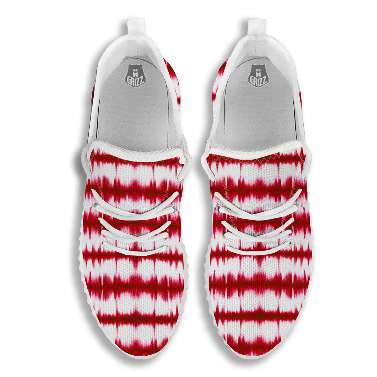 Tie Dye Red Stripe Print Pattern White Walking Shoes-grizzshop