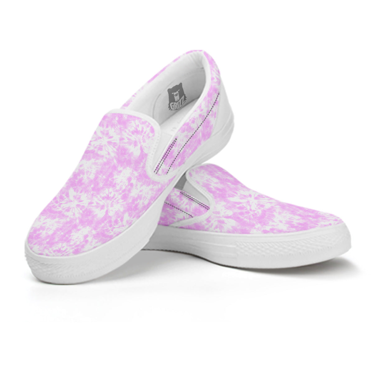 Tie Dye Shibori Pink Print Pattern White Slip On Shoes-grizzshop