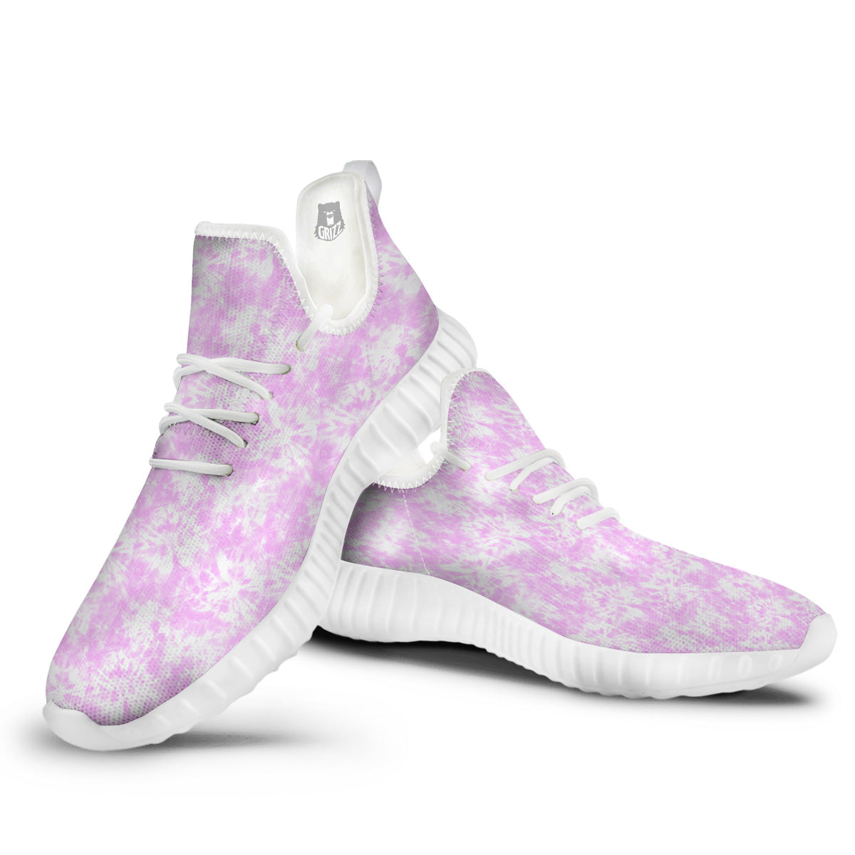 Tie Dye Shibori Pink Print Pattern White Walking Shoes-grizzshop