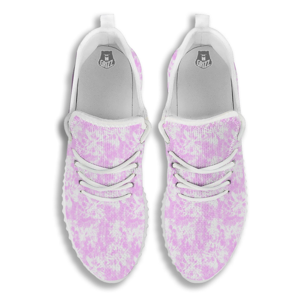 Tie Dye Shibori Pink Print Pattern White Walking Shoes-grizzshop