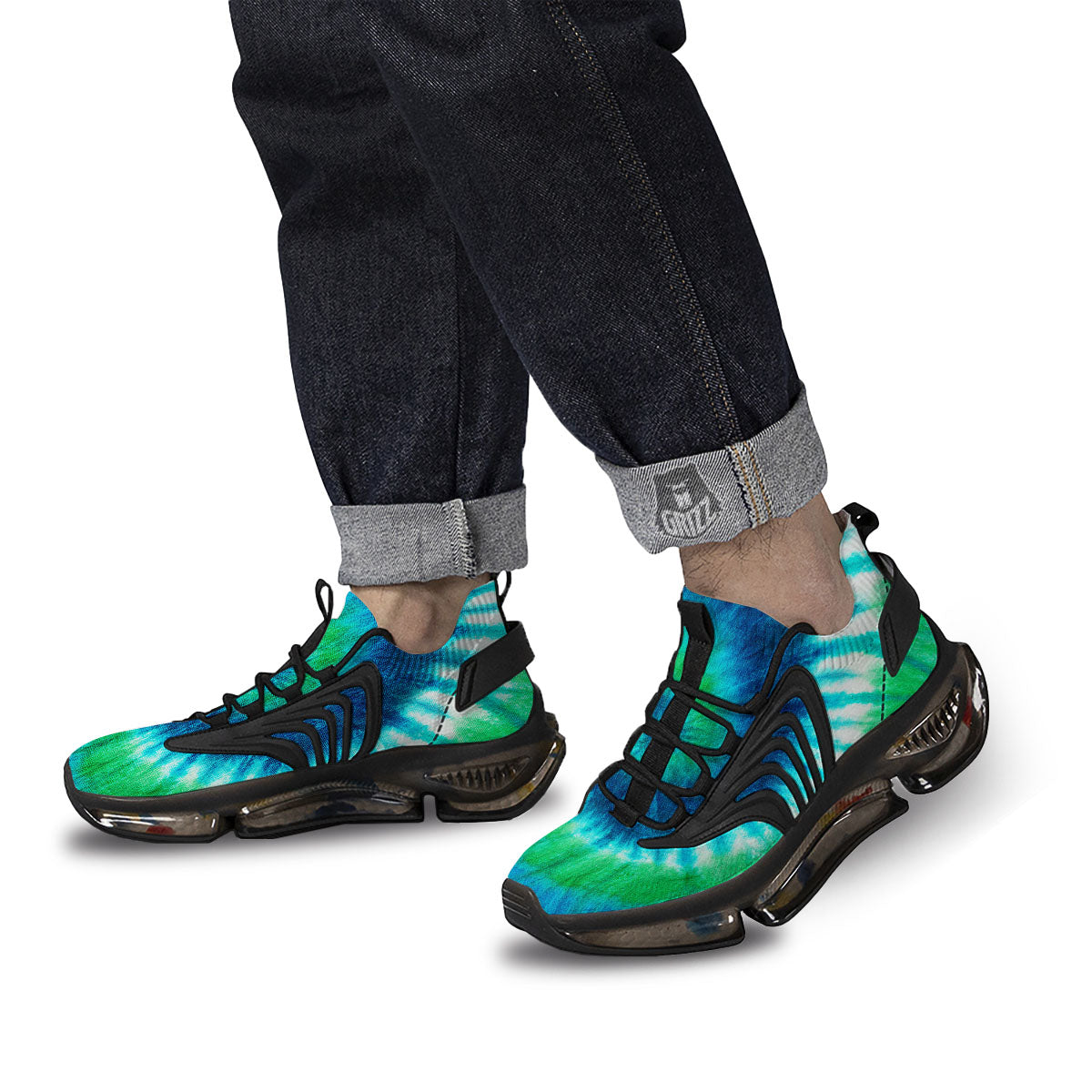 Tie Dye Spiral Print Black Gym Shoes-grizzshop