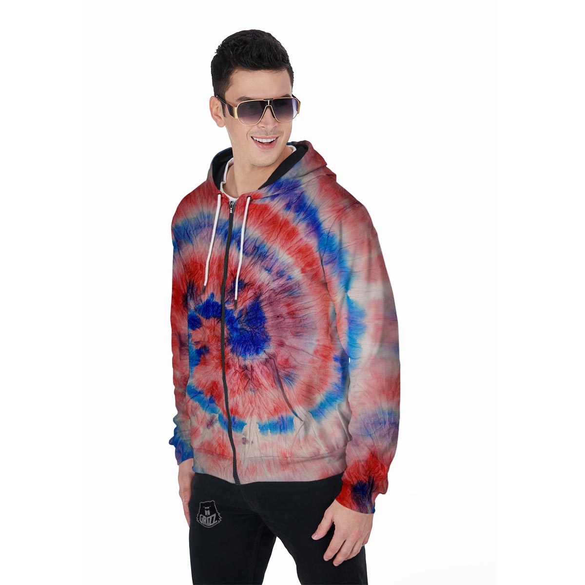 Tie Dye Swirl Batik Men's Zip Up Hoodie-grizzshop