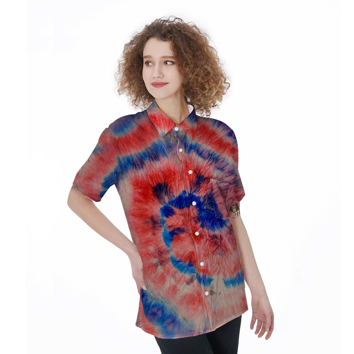 Tie Dye Swirl Batik Women's Short Sleeve Shirts-grizzshop