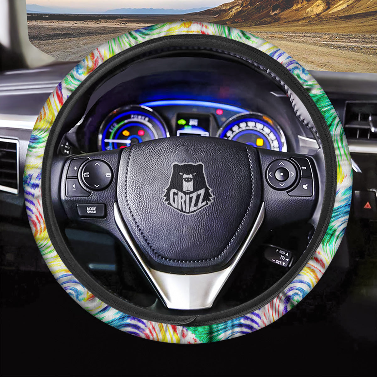 Tie Dye Swirl Colorful Print Pattern Car Steering Wheel Cover-grizzshop