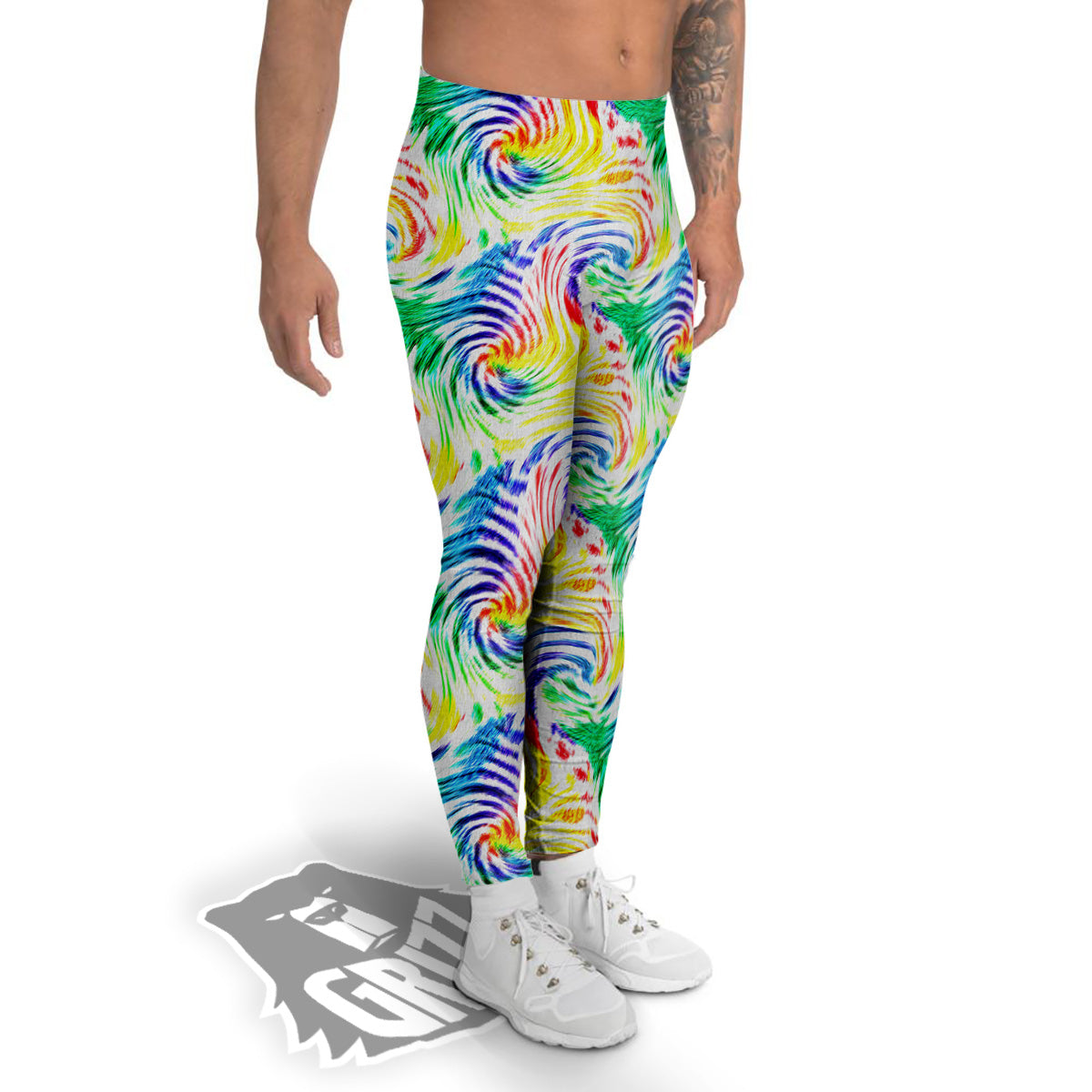 Tie Dye Swirl Colorful Print Pattern Men's Leggings-grizzshop