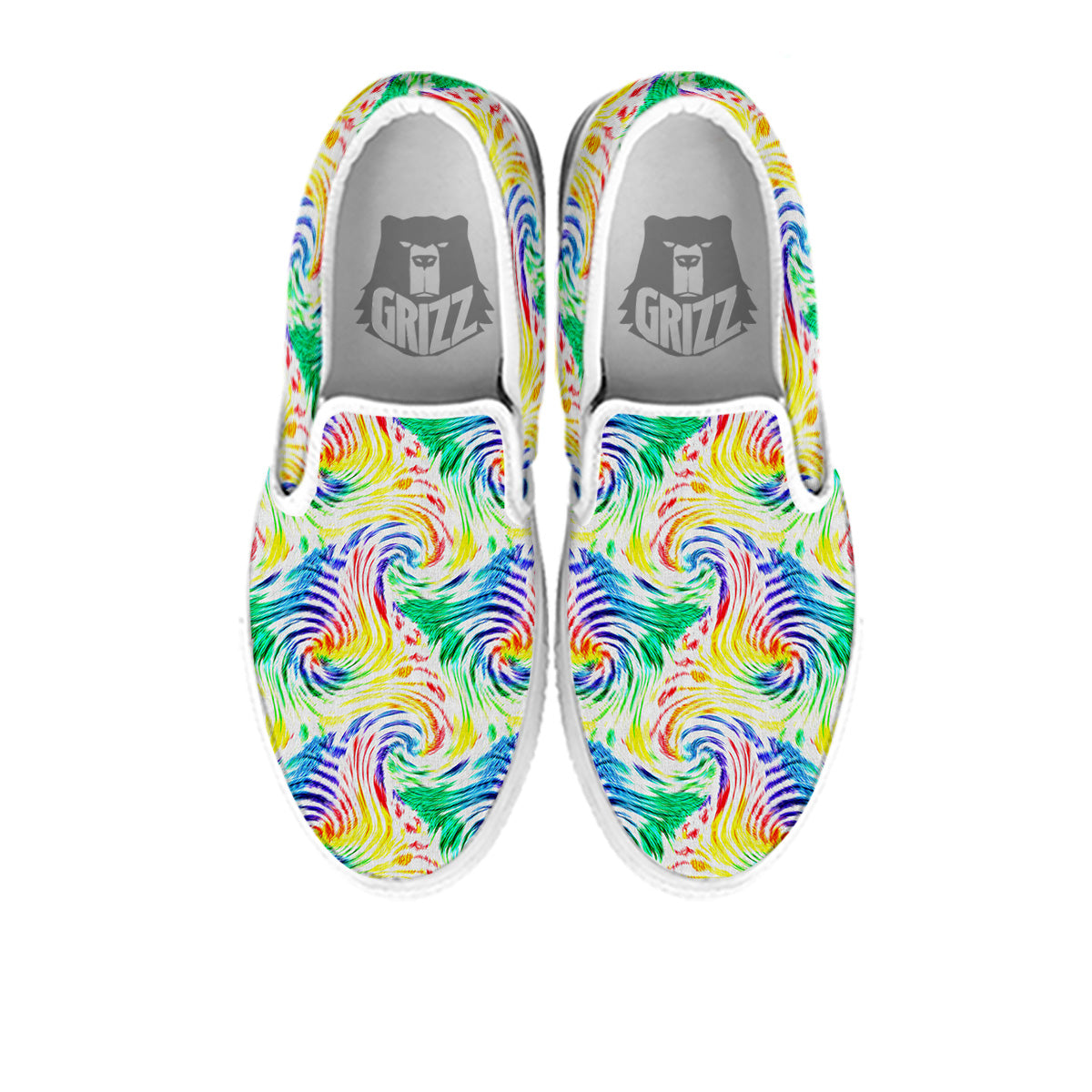 Tie Dye Swirl Colorful Print Pattern White Slip On Shoes-grizzshop